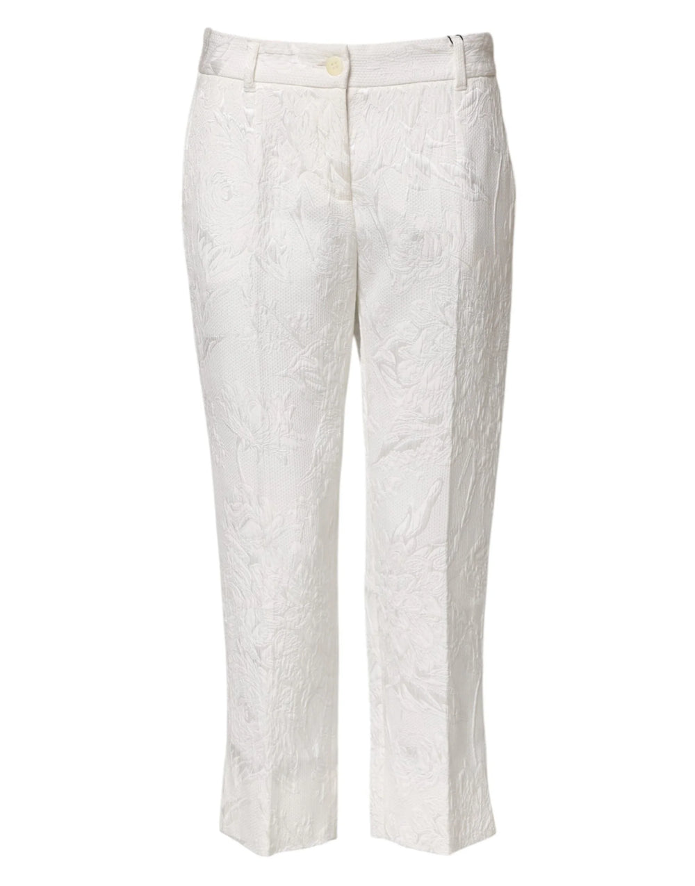 Dolce & Gabbana White Cotton Floral Jacquard Pants - IT40|S