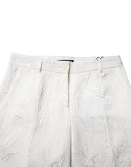 Dolce & Gabbana White Cotton Floral Jacquard Pants - IT40|S