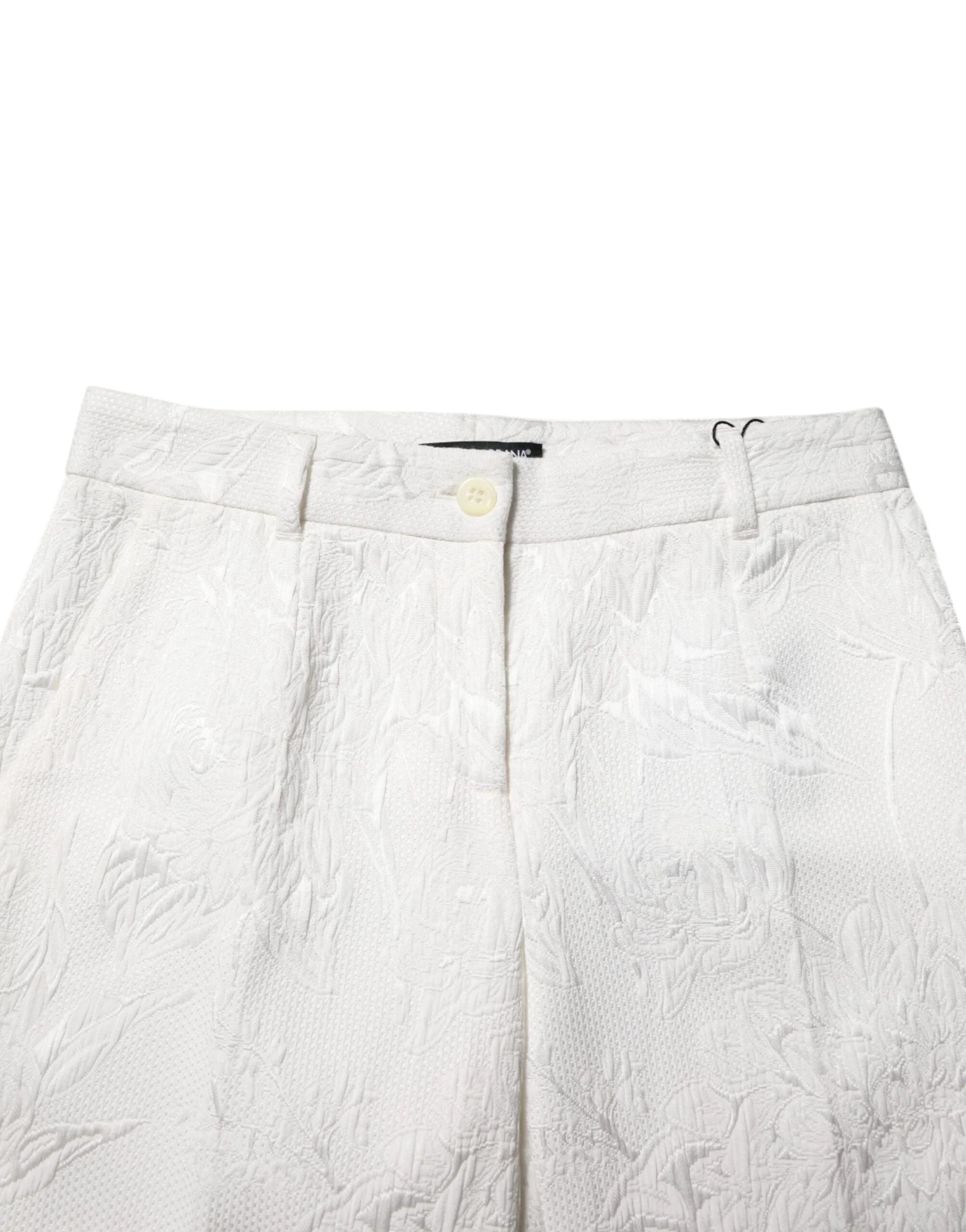 Dolce & Gabbana White Cotton Floral Jacquard Pants - IT40|S - Trousers
