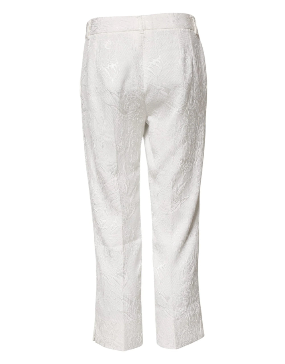 Dolce & Gabbana White Cotton Floral Jacquard Pants - IT40|S - Trousers