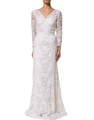 Dolce & Gabbana White Cotton Floral Lace Long Gown Dress - IT42|M