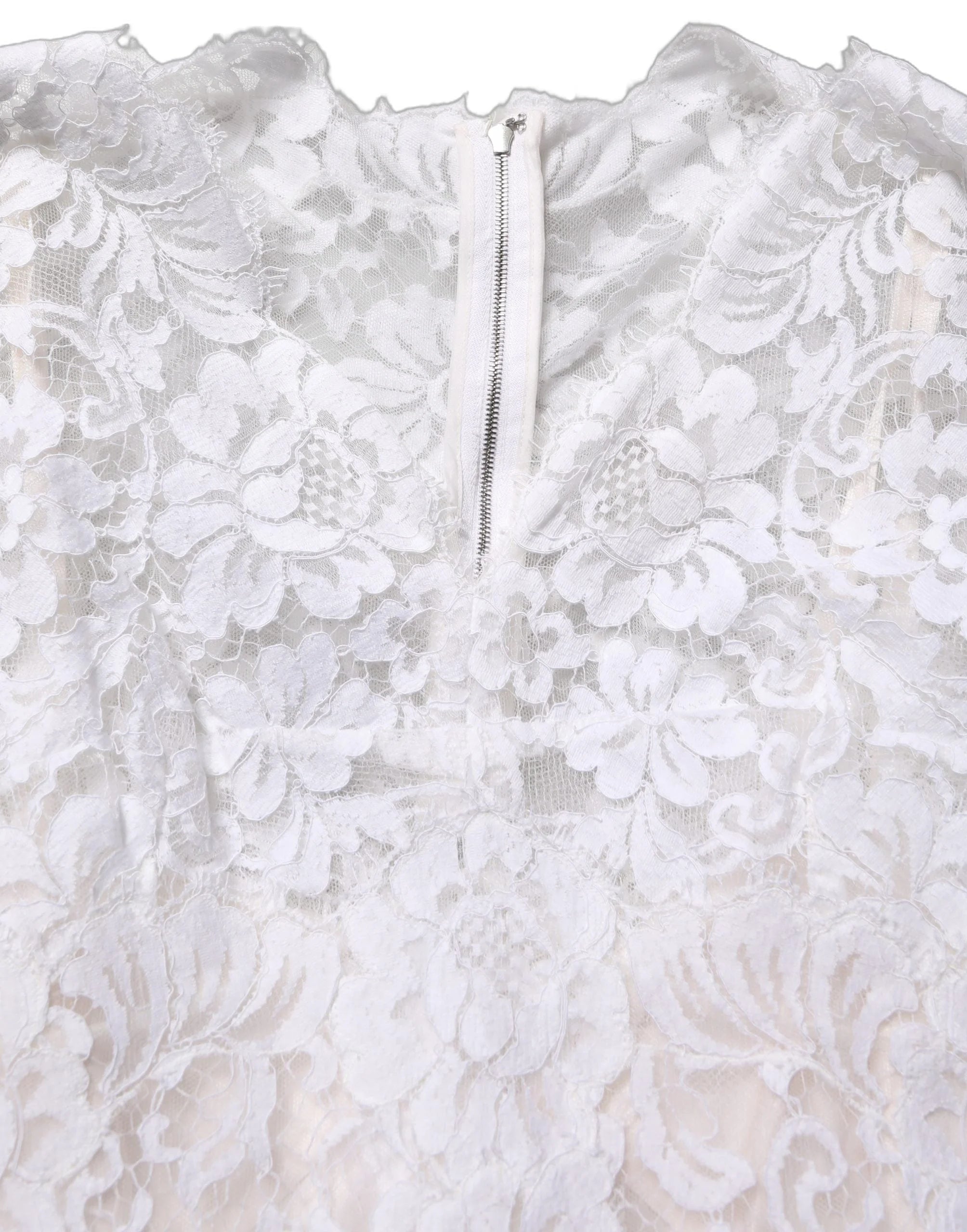 Dolce & Gabbana White Cotton Floral Lace Long Gown Dress - IT42|M