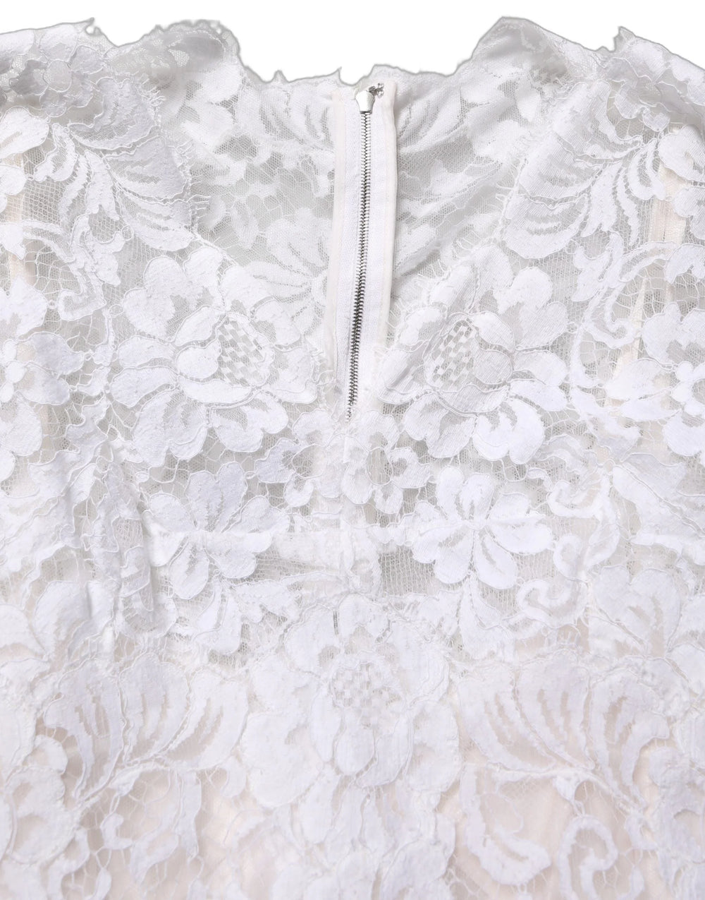 Dolce & Gabbana White Cotton Floral Lace Long Gown Dress - IT42|M