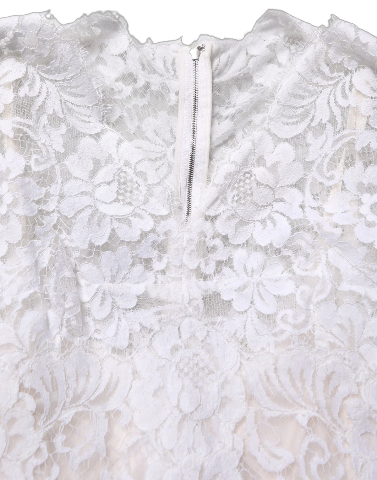 Dolce & Gabbana White Cotton Floral Lace Long Gown Dress - IT42|M