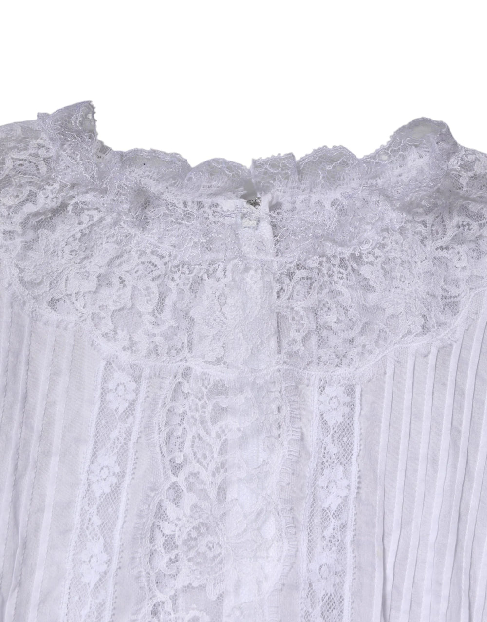 Dolce & Gabbana White Cotton Floral Lace Long Sleeves Top - IT44 | L - Blouses