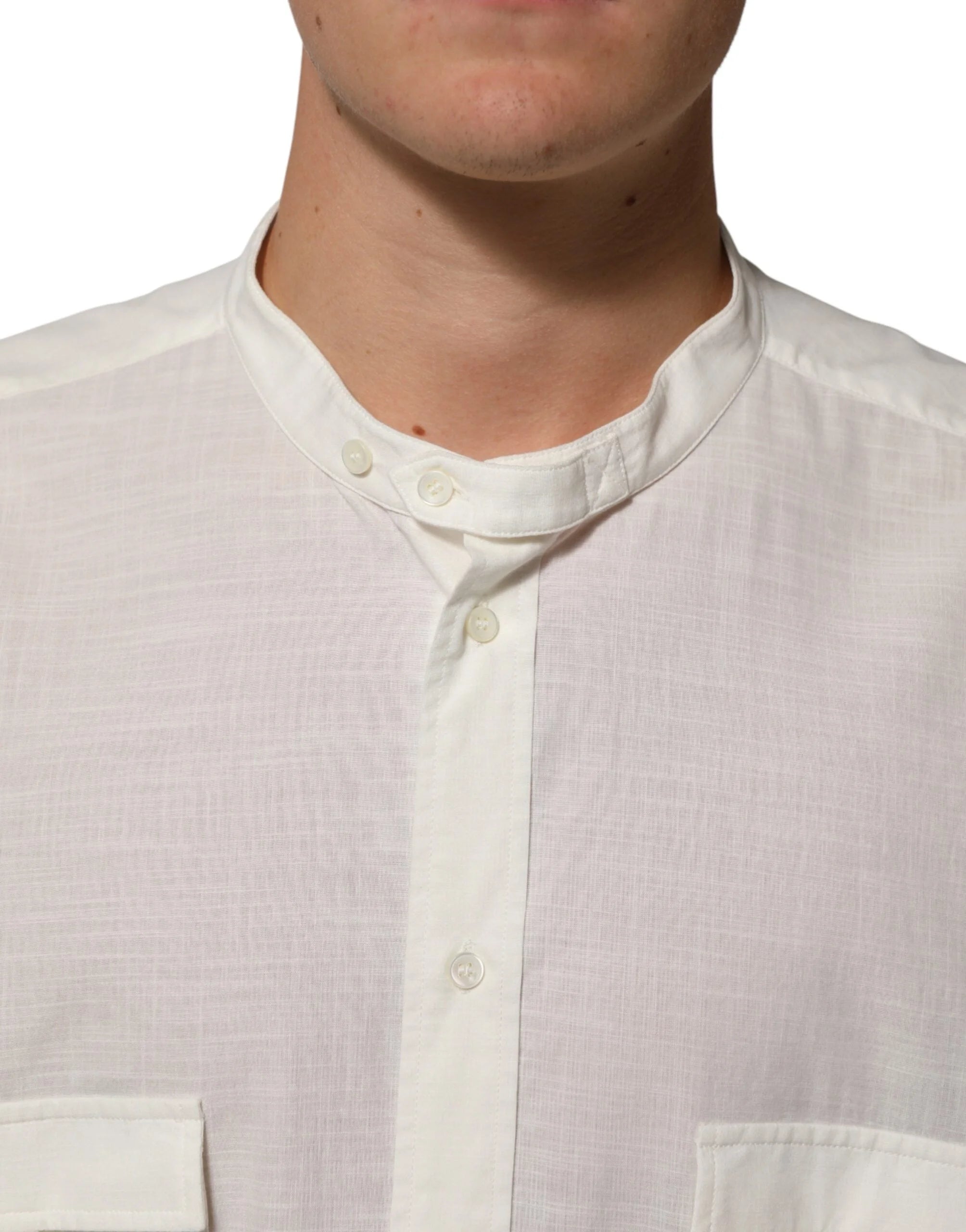 Dolce & Gabbana White Cotton Floral Print Button Down Shirt - IT44 | 3XL