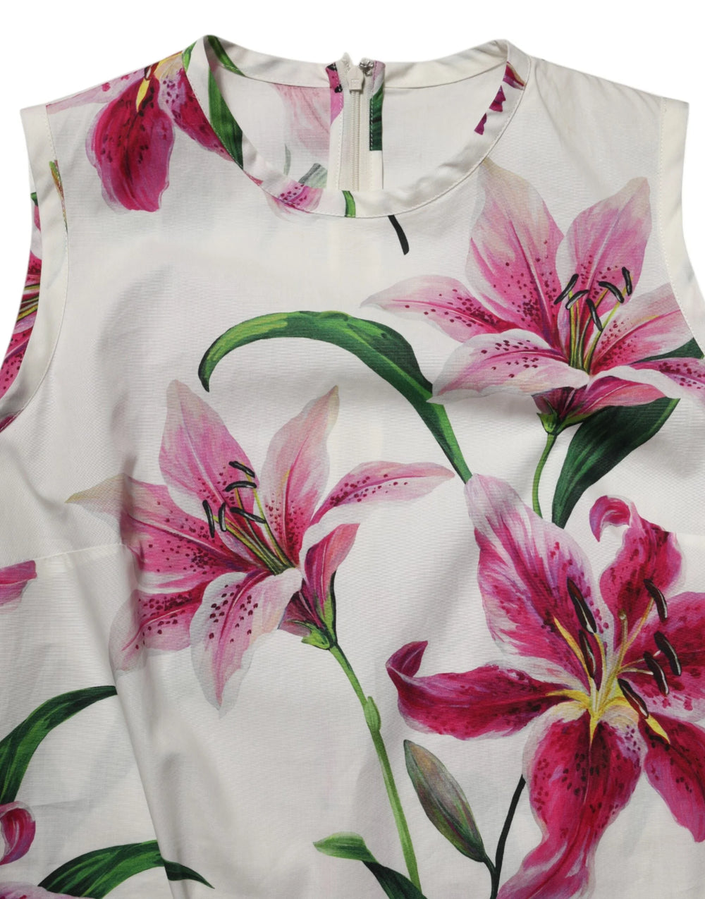 Dolce & Gabbana White Cotton Floral Sleeveless Mini Dress - IT40|S - Dresses