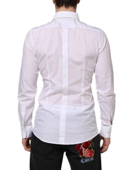 Dolce & Gabbana White Cotton GOLD Bib Poplin Formal Shirt - IT39 | S - Shirts