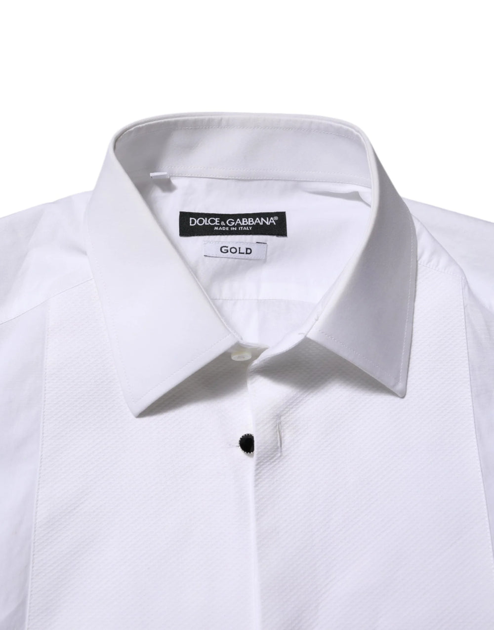 Dolce & Gabbana White Cotton GOLD Bib Poplin Formal Shirt - IT39 | S - Shirts