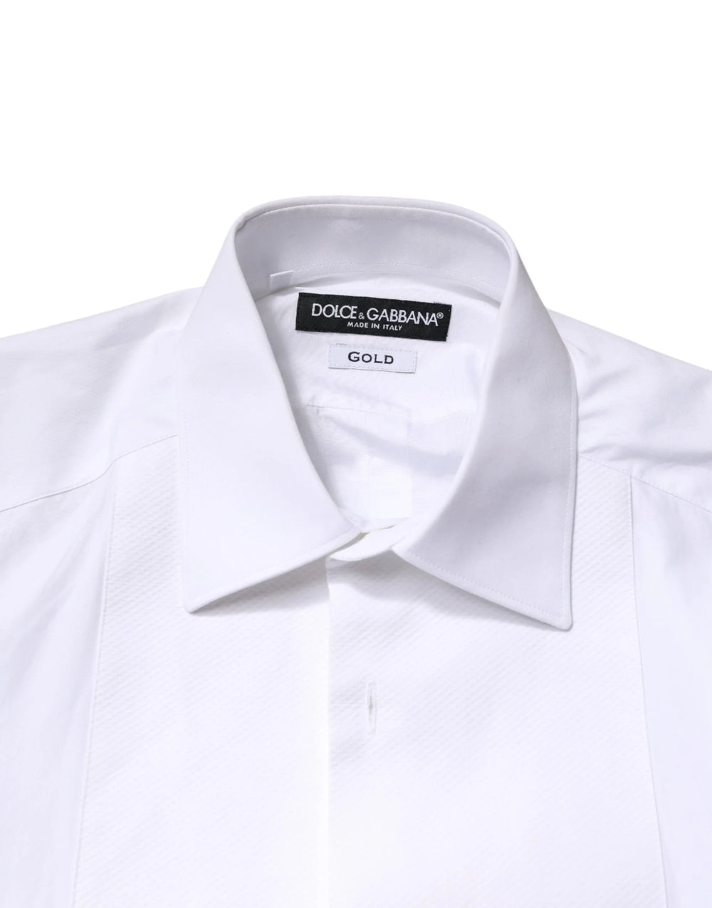 Dolce & Gabbana White Cotton GOLD Collared Dress Bib Formal Shirt - IT37 | XS