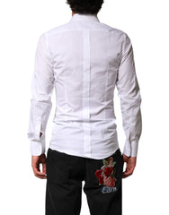 Dolce & Gabbana White Cotton GOLD Collared Dress Bib Formal Shirt - IT37 | XS