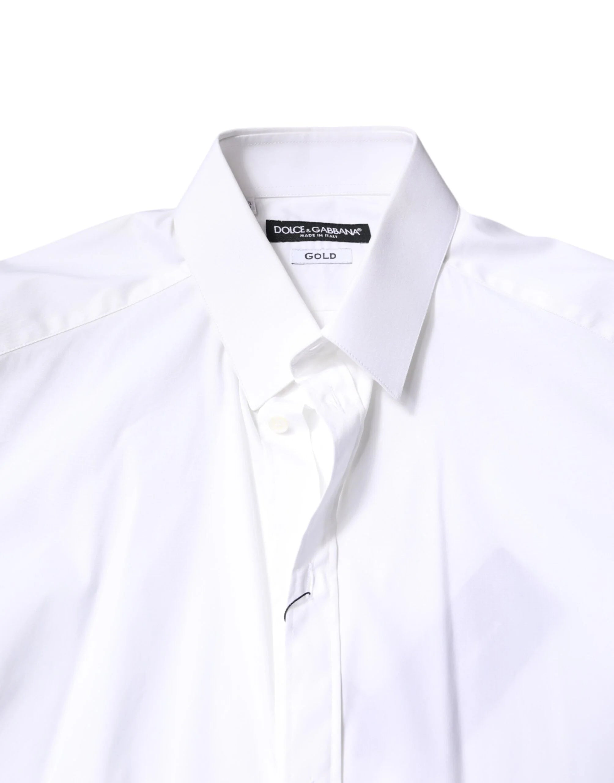 Dolce & Gabbana White Cotton GOLD Dress Formal Collared Shirt - IT39 | S - Shirts