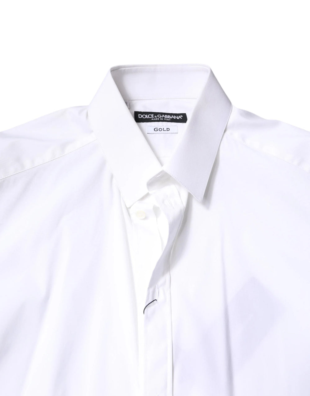 Dolce & Gabbana White Cotton GOLD Dress Formal Collared Shirt - IT39 | S - Shirts