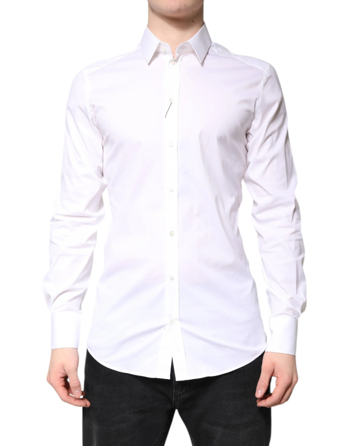Dolce & Gabbana White Cotton GOLD Dress Formal Collared Shirt - IT39 | S - Shirts