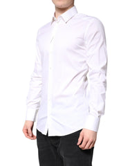 Dolce & Gabbana White Cotton GOLD Dress Formal Collared Shirt - IT39 | S - Shirts