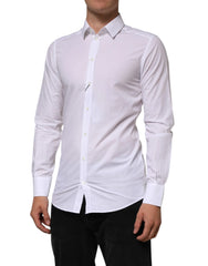 Dolce & Gabbana White Cotton GOLD Formal Men Longsleeves Shirt - IT39 | S