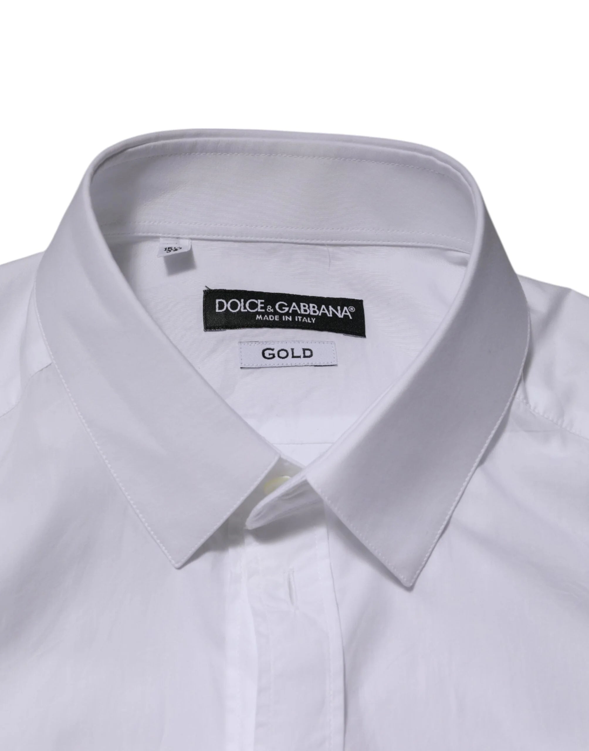 Dolce & Gabbana White Cotton GOLD Formal Men Longsleeves Shirt - IT39 | S