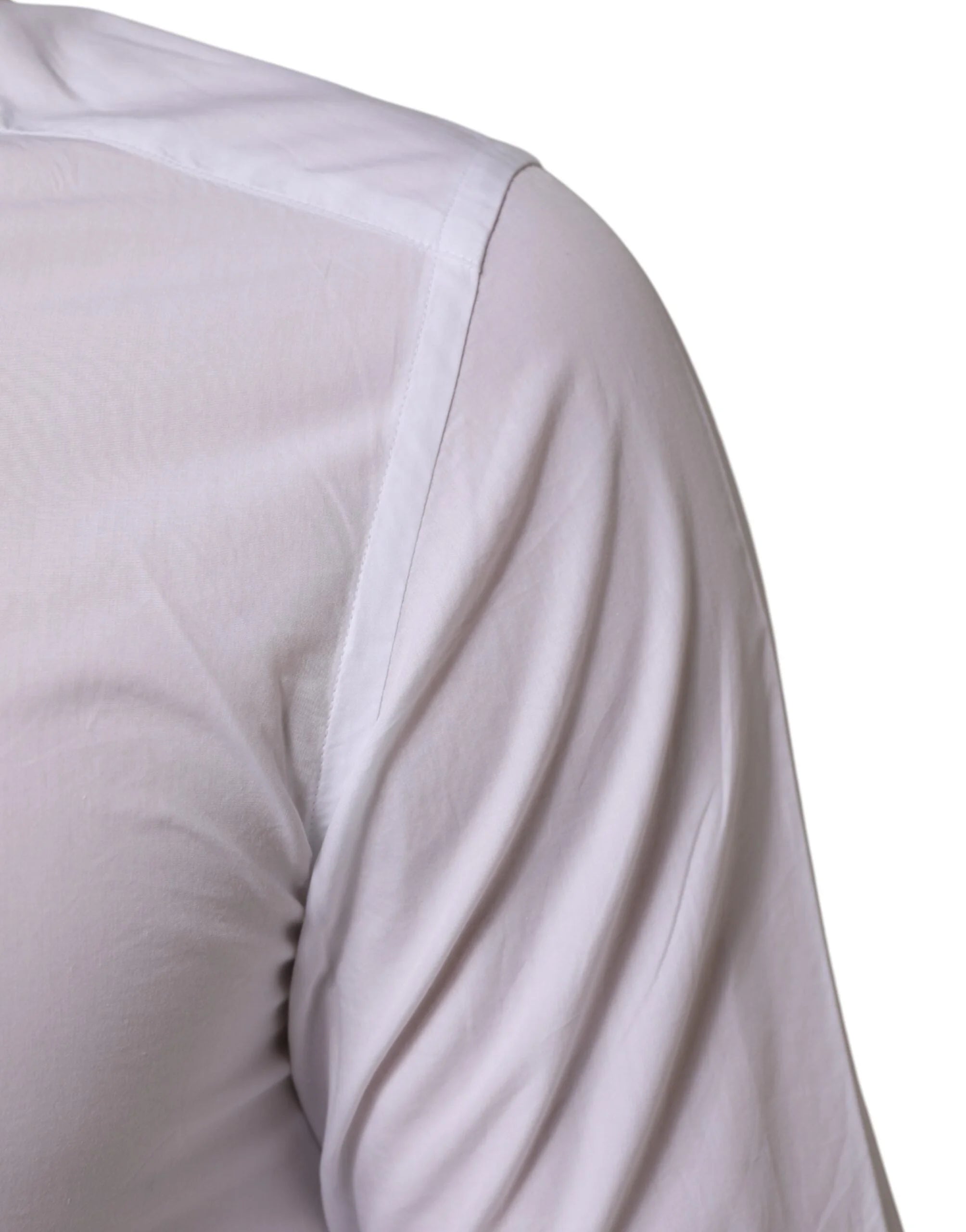 Dolce & Gabbana White Cotton GOLD Formal Men Longsleeves Shirt - IT39 | S