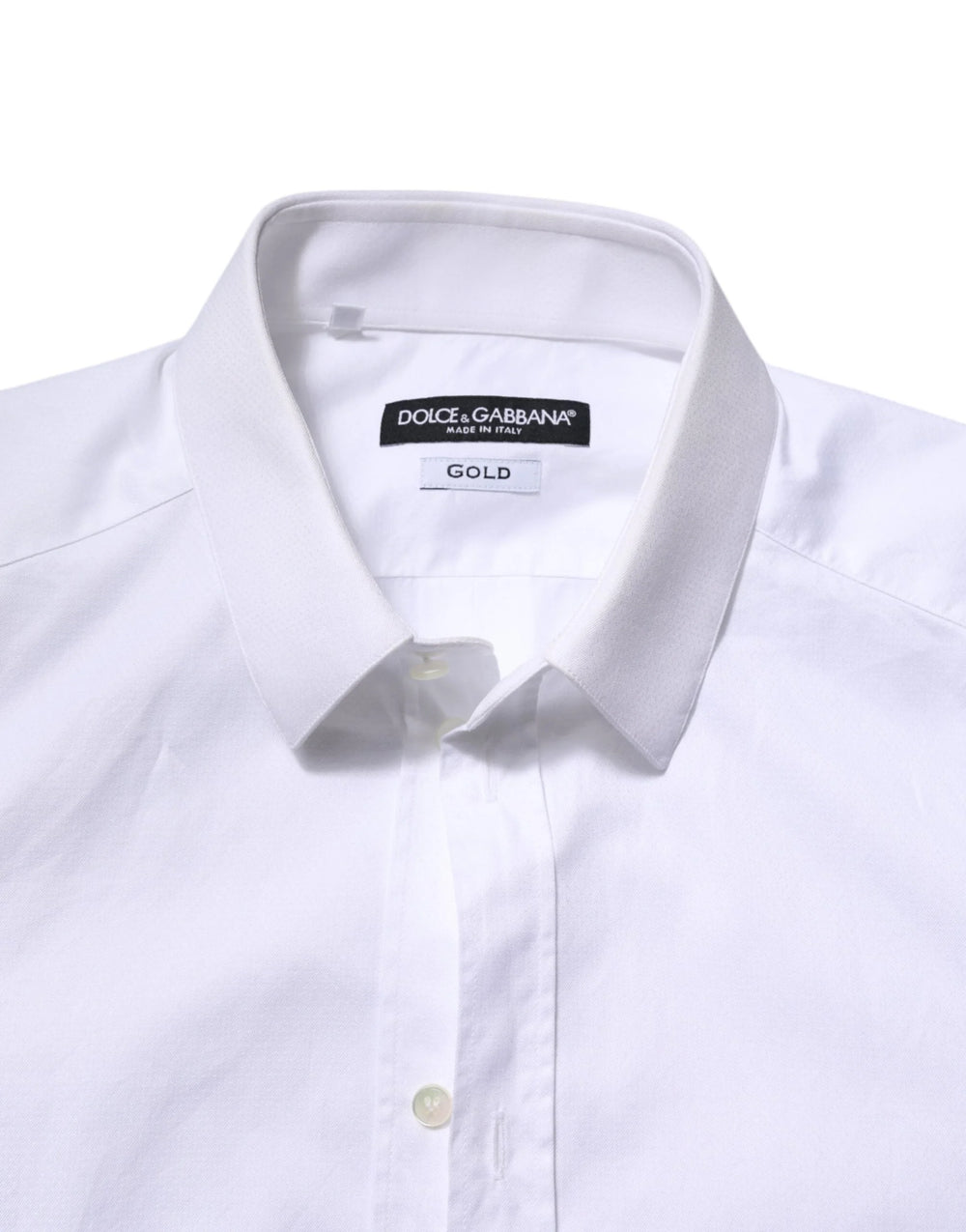 Dolce & Gabbana White Cotton GOLD Long Sleeve Men Dress Shirt - IT39 | S - Shirts