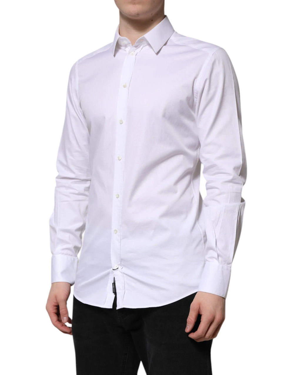 Dolce & Gabbana White Cotton GOLD Long Sleeve Men Dress Shirt - IT39 | S - Shirts
