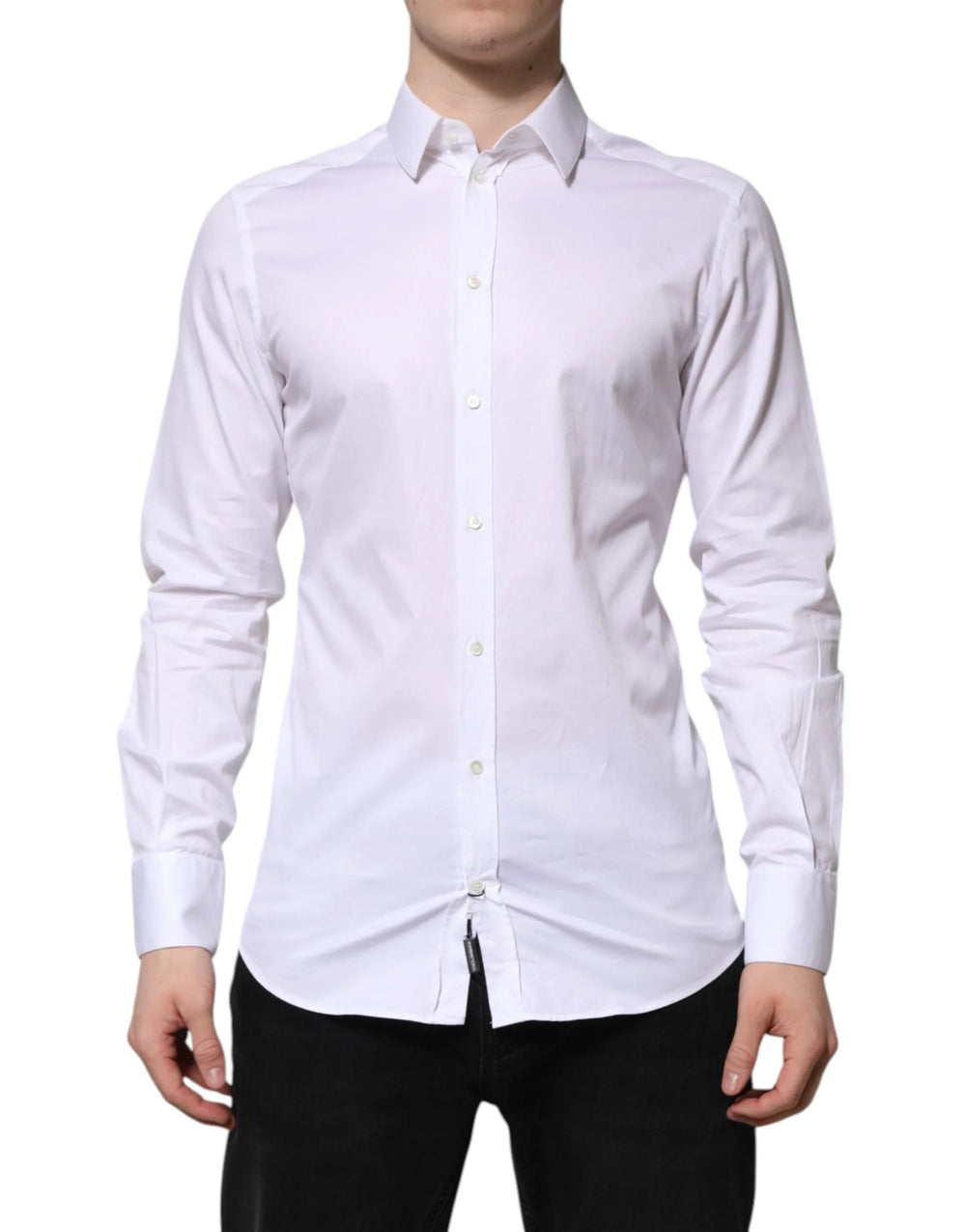 Dolce & Gabbana White Cotton GOLD Long Sleeve Men Dress Shirt - IT39 | S - Shirts