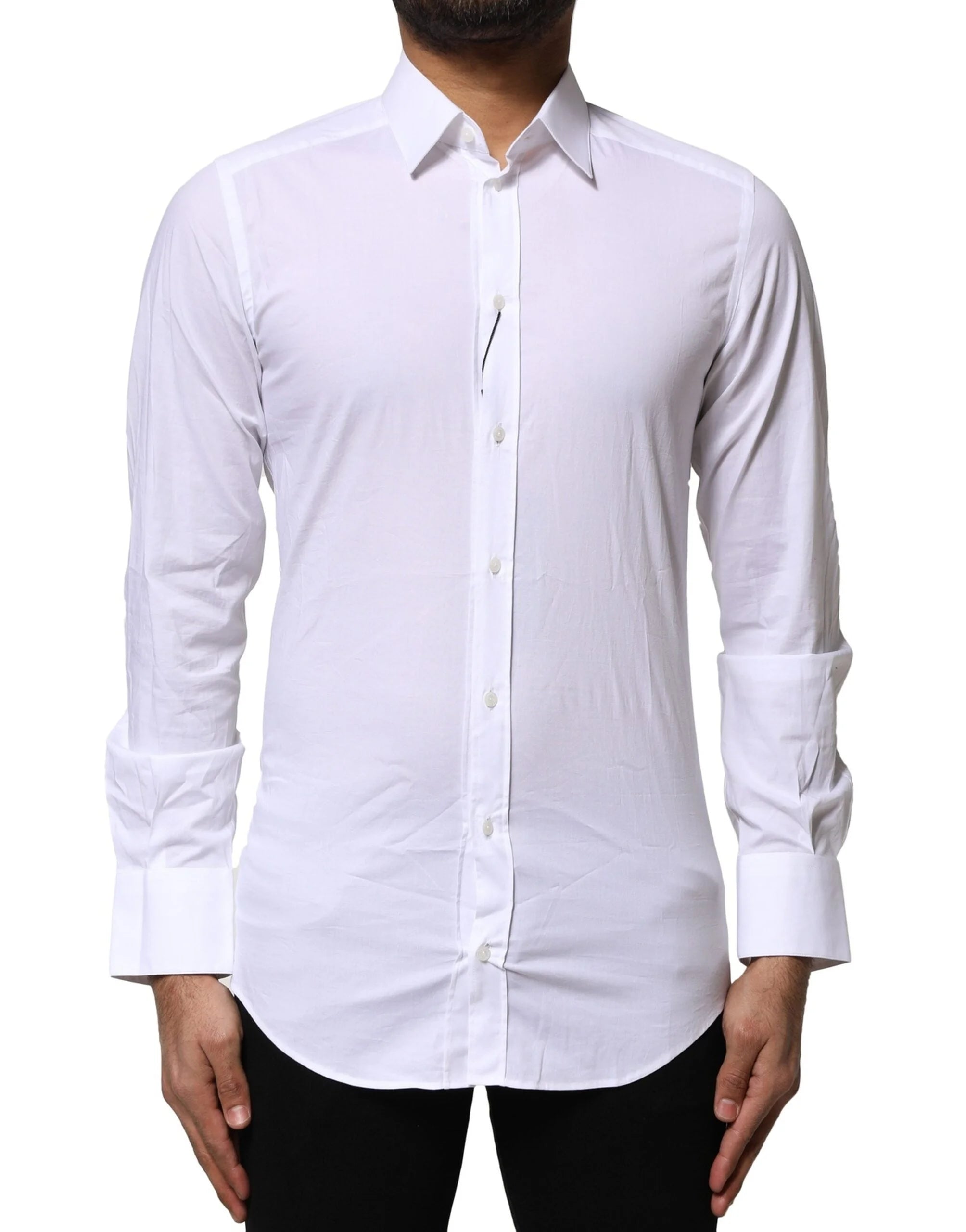 Dolce & Gabbana White Cotton GOLD Long Sleeves Dress Shirt - IT37 | XS - Shirts