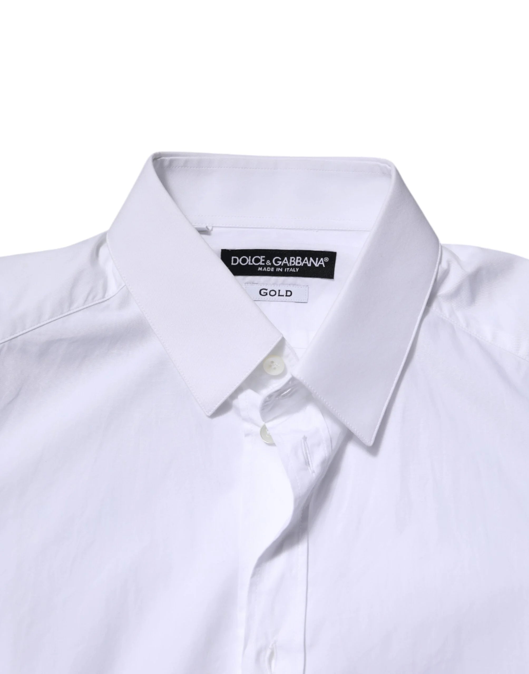 Dolce & Gabbana White Cotton GOLD Long Sleeves Dress Shirt - IT40 | M - Shirts