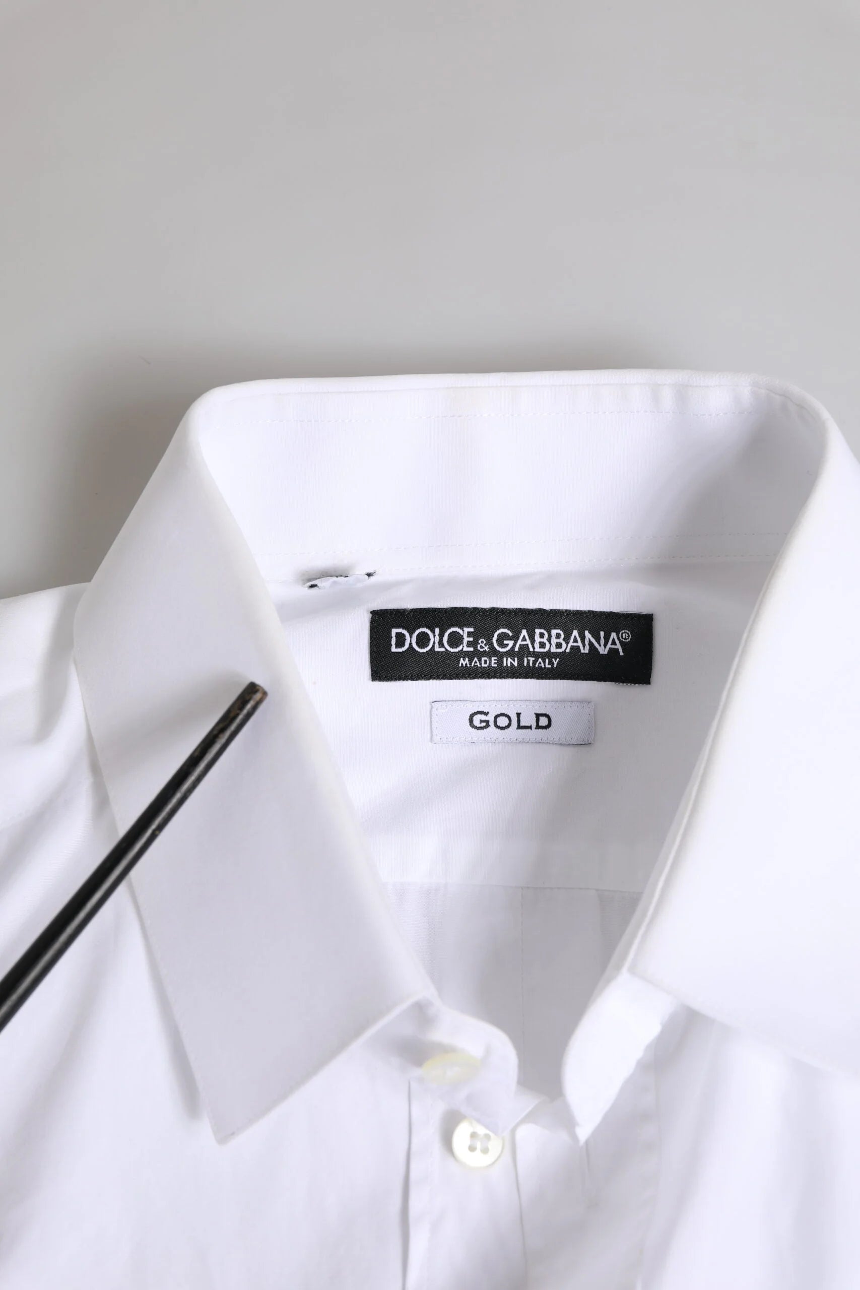 Dolce & Gabbana White Cotton GOLD Long Sleeves Dress Shirt - IT40 | M - Shirts
