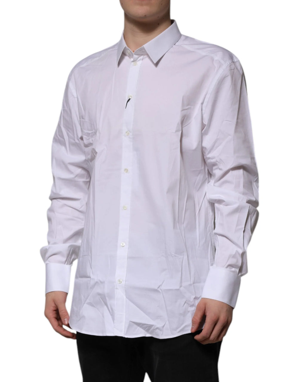 Dolce & Gabbana White Cotton GOLD Long Sleeves Dress Shirt - IT43 | 2XL - Shirts