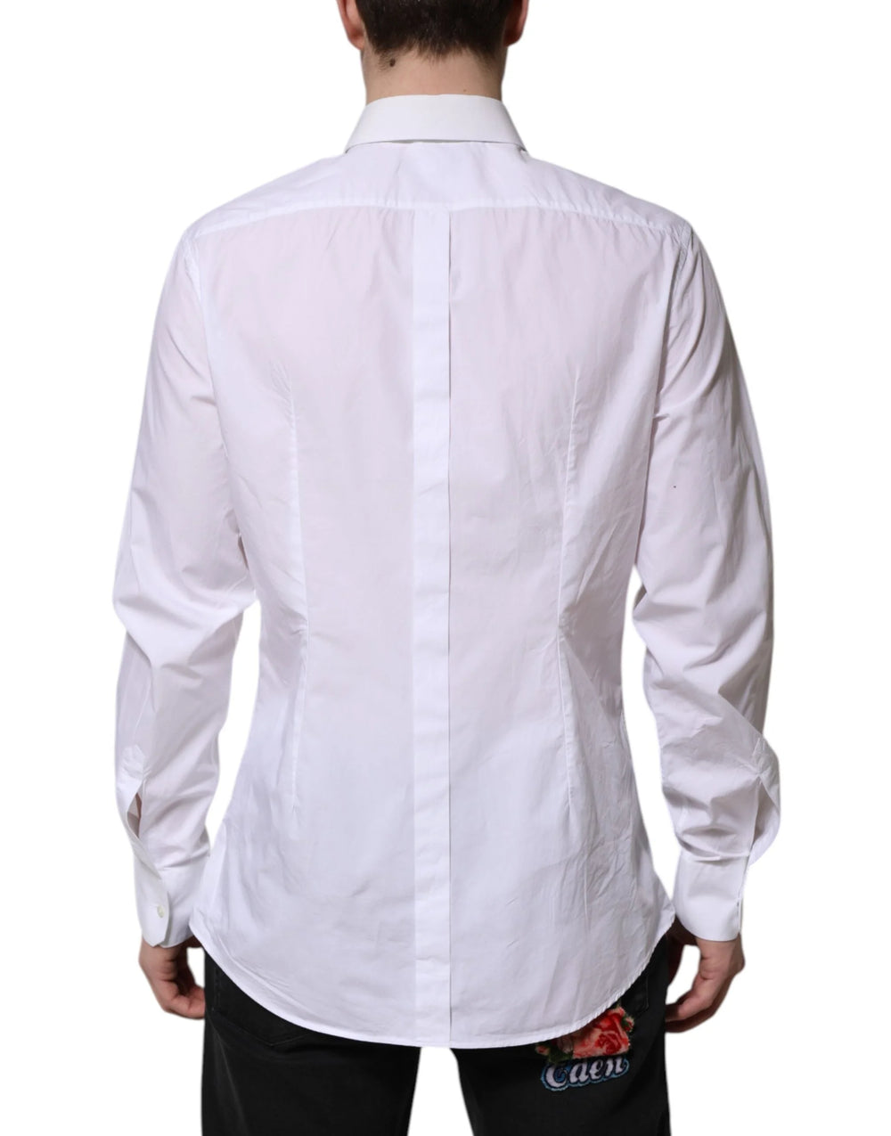 Dolce & Gabbana White Cotton GOLD Long Sleeves Dress Shirt - IT43 | 2XL - Shirts