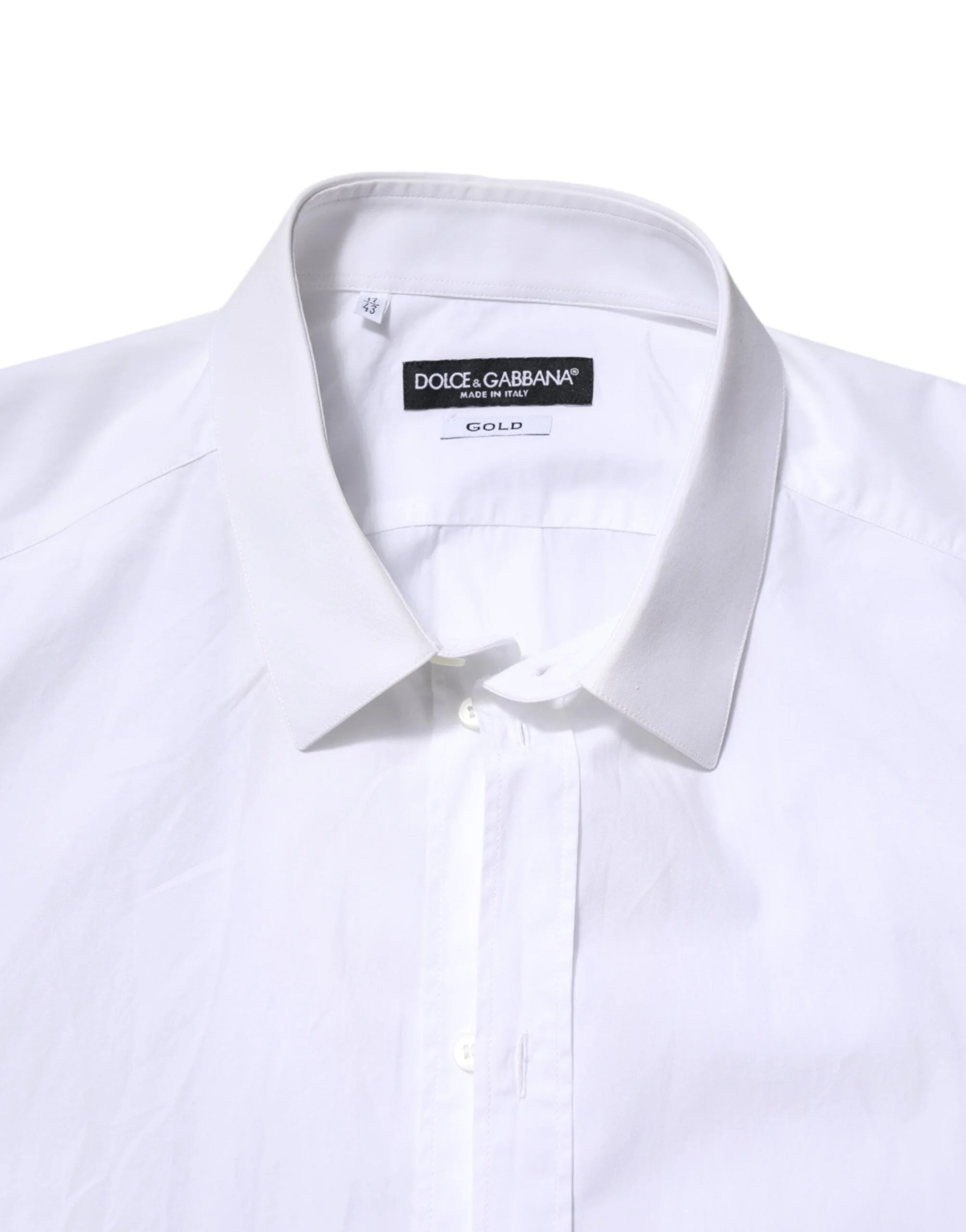 Dolce & Gabbana White Cotton GOLD Long Sleeves Dress Shirt - IT43 | 2XL - Shirts