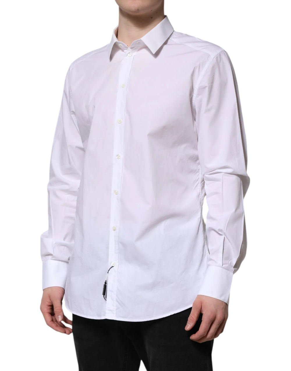 Dolce & Gabbana White Cotton GOLD Long Sleeves Dress Shirt - IT43 | 2XL - Shirts