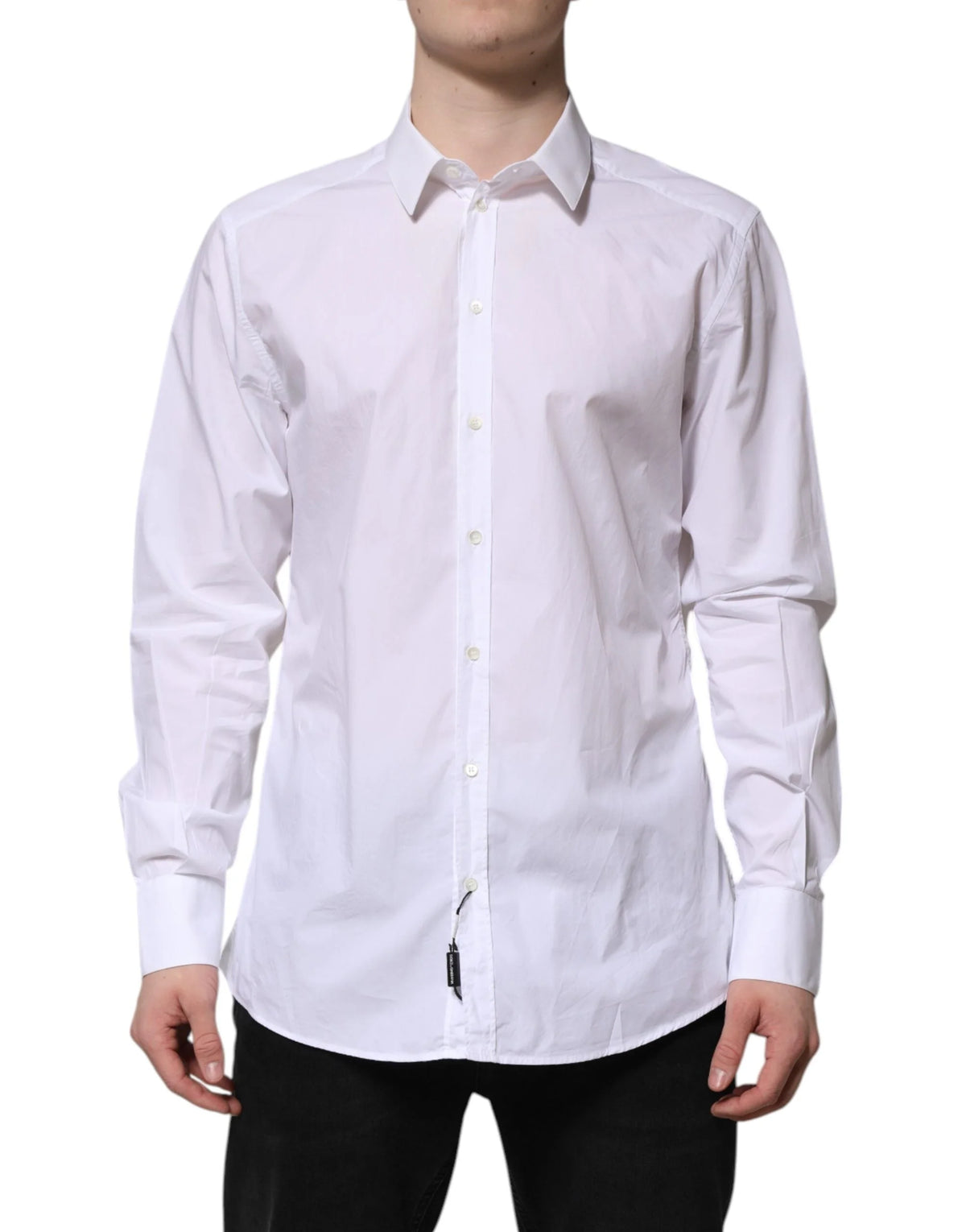 Dolce & Gabbana White Cotton GOLD Long Sleeves Dress Shirt - IT43 | 2XL - Shirts
