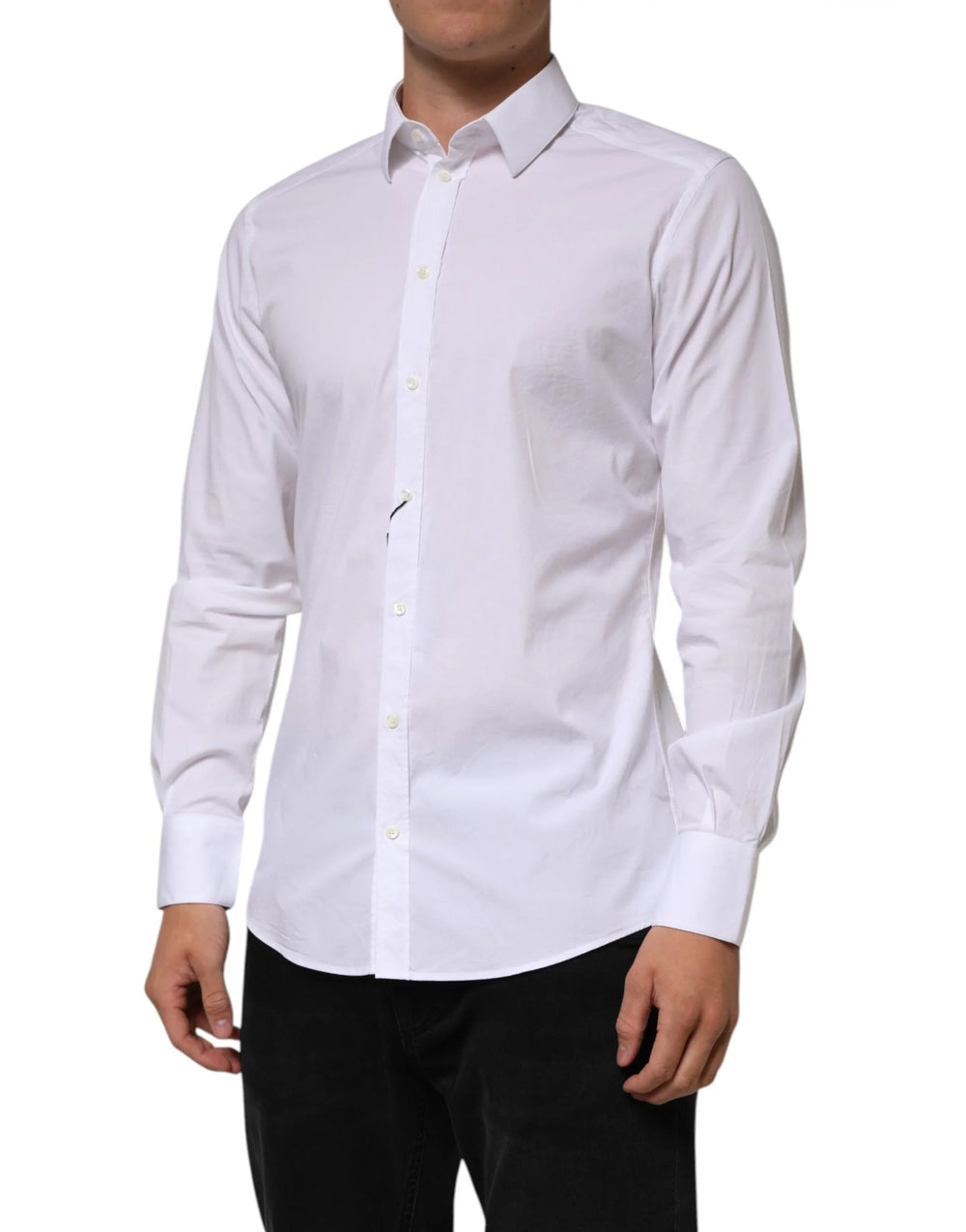 Dolce & Gabbana White Cotton GOLD Long Sleeves Formal Men Shirt - Shirts
