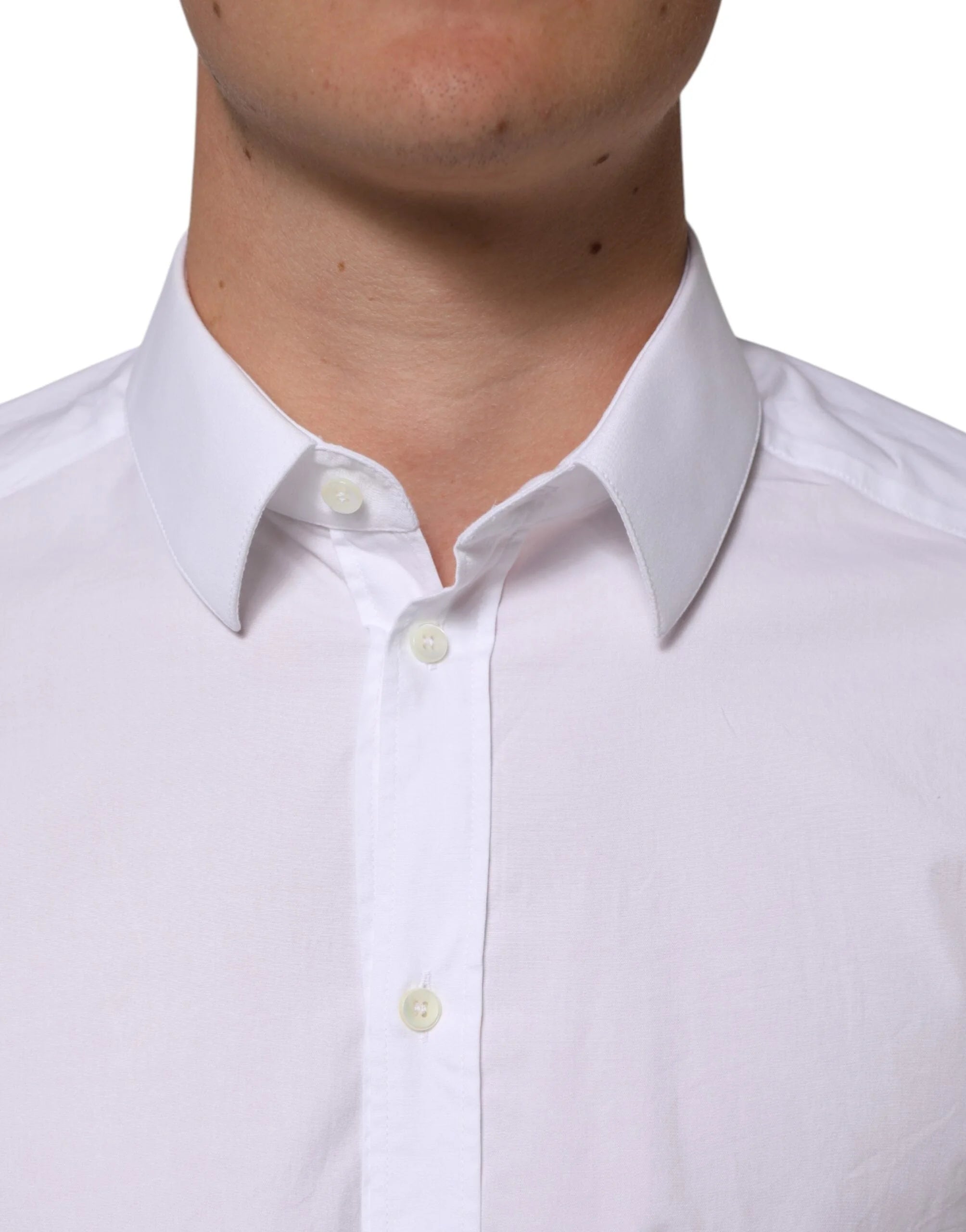 Dolce & Gabbana White Cotton GOLD Long Sleeves Formal Men Shirt - Shirts