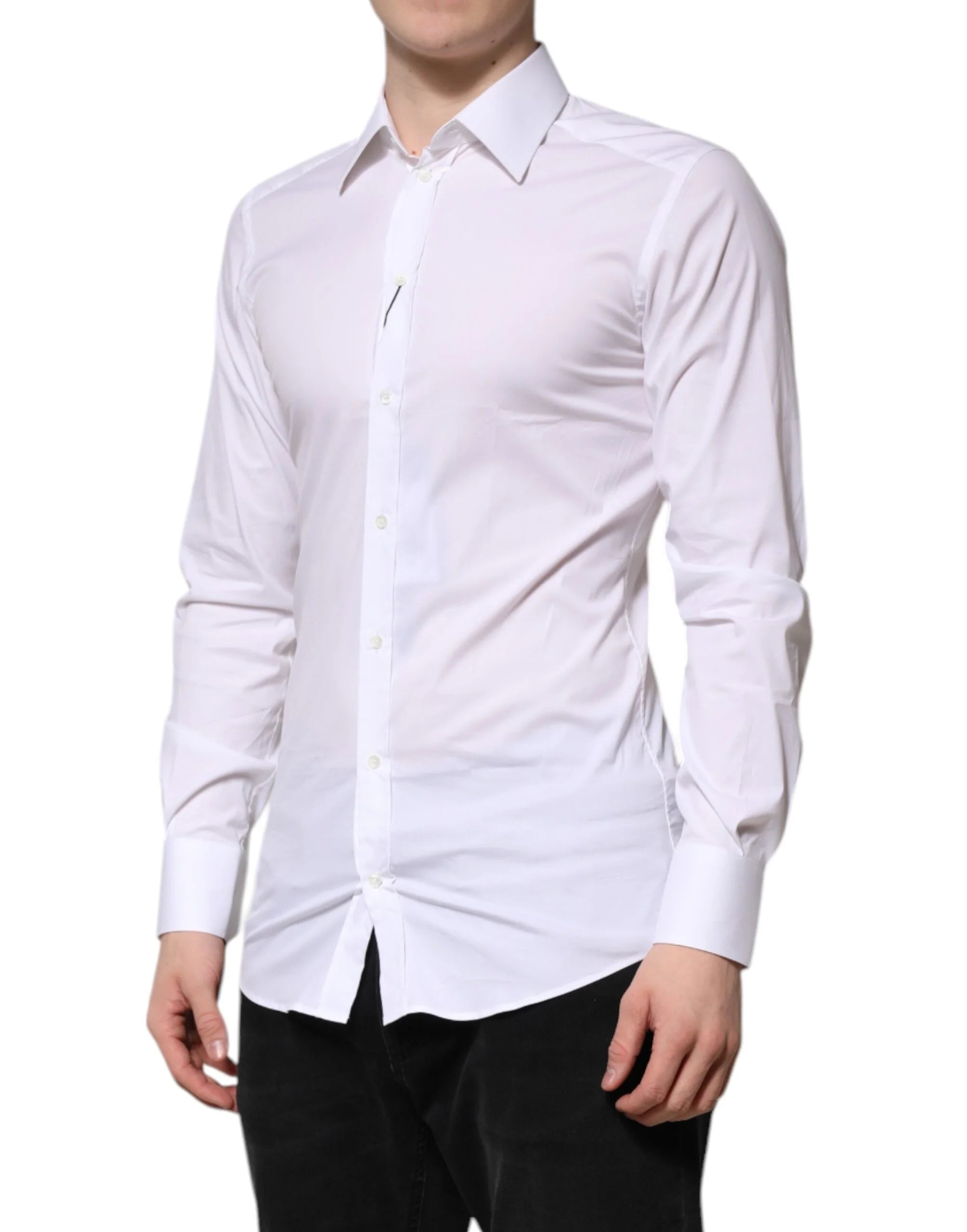 Dolce & Gabbana White Cotton GOLD Long Sleeves Formal Shirt - IT38 | XS - Shirts