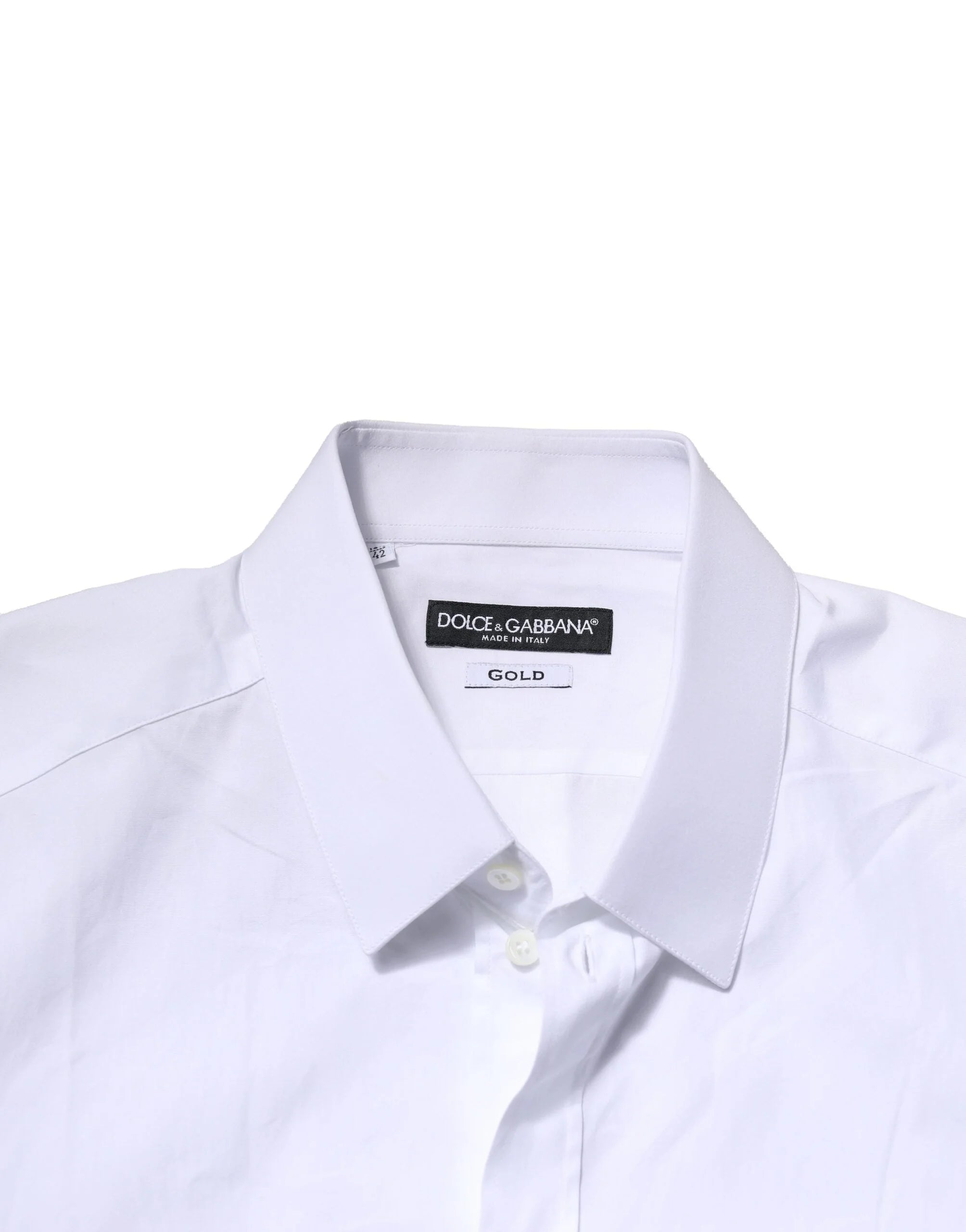 Dolce & Gabbana White Cotton GOLD Long Sleeves Formal Shirt - IT39 | S - Shirts