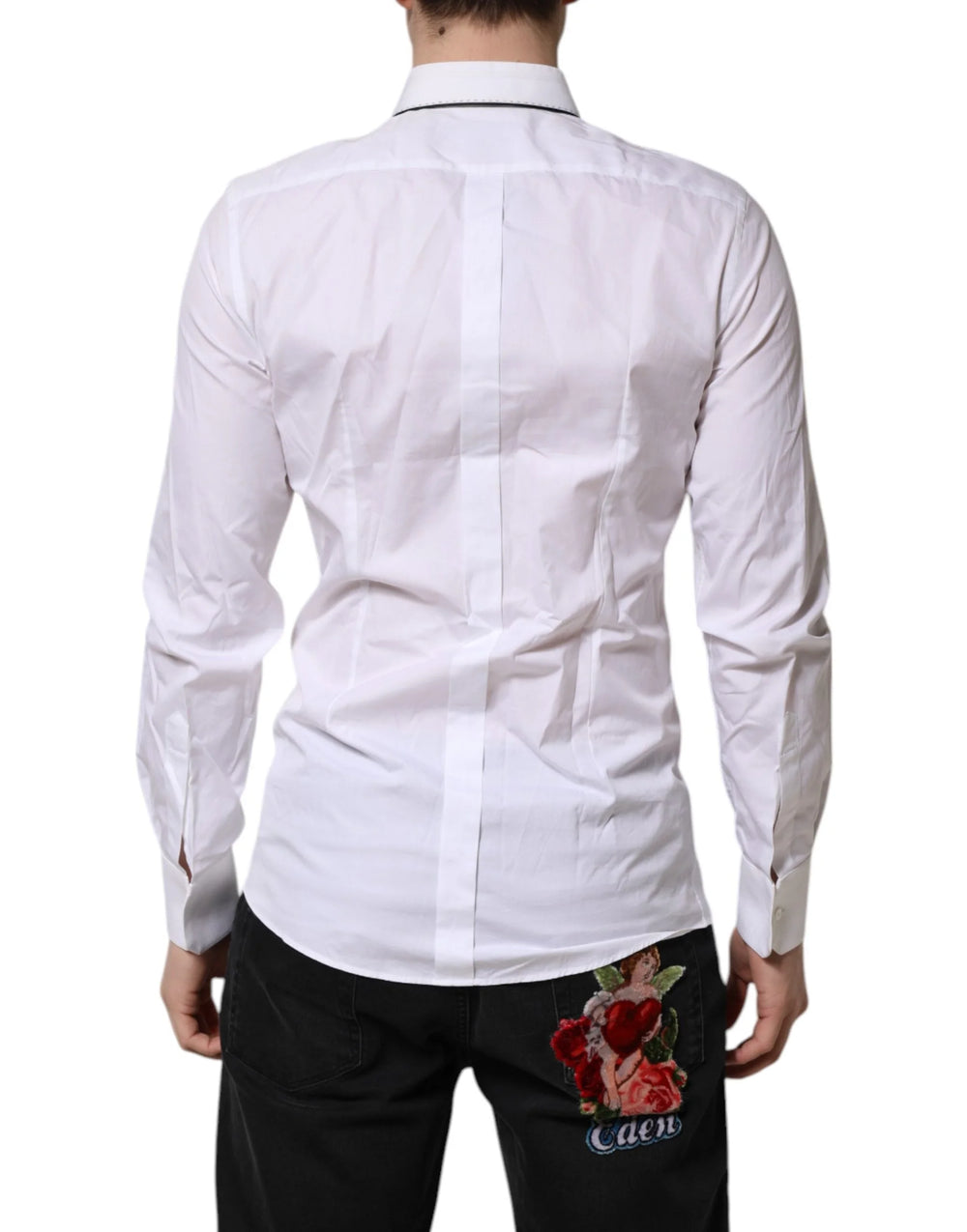 Dolce & Gabbana White Cotton GOLD Long Sleeves Formal Shirt - IT39 | S - Shirts