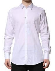 Dolce & Gabbana White Cotton GOLD Long Sleeves Formal Shirt - IT39 | S - Shirts