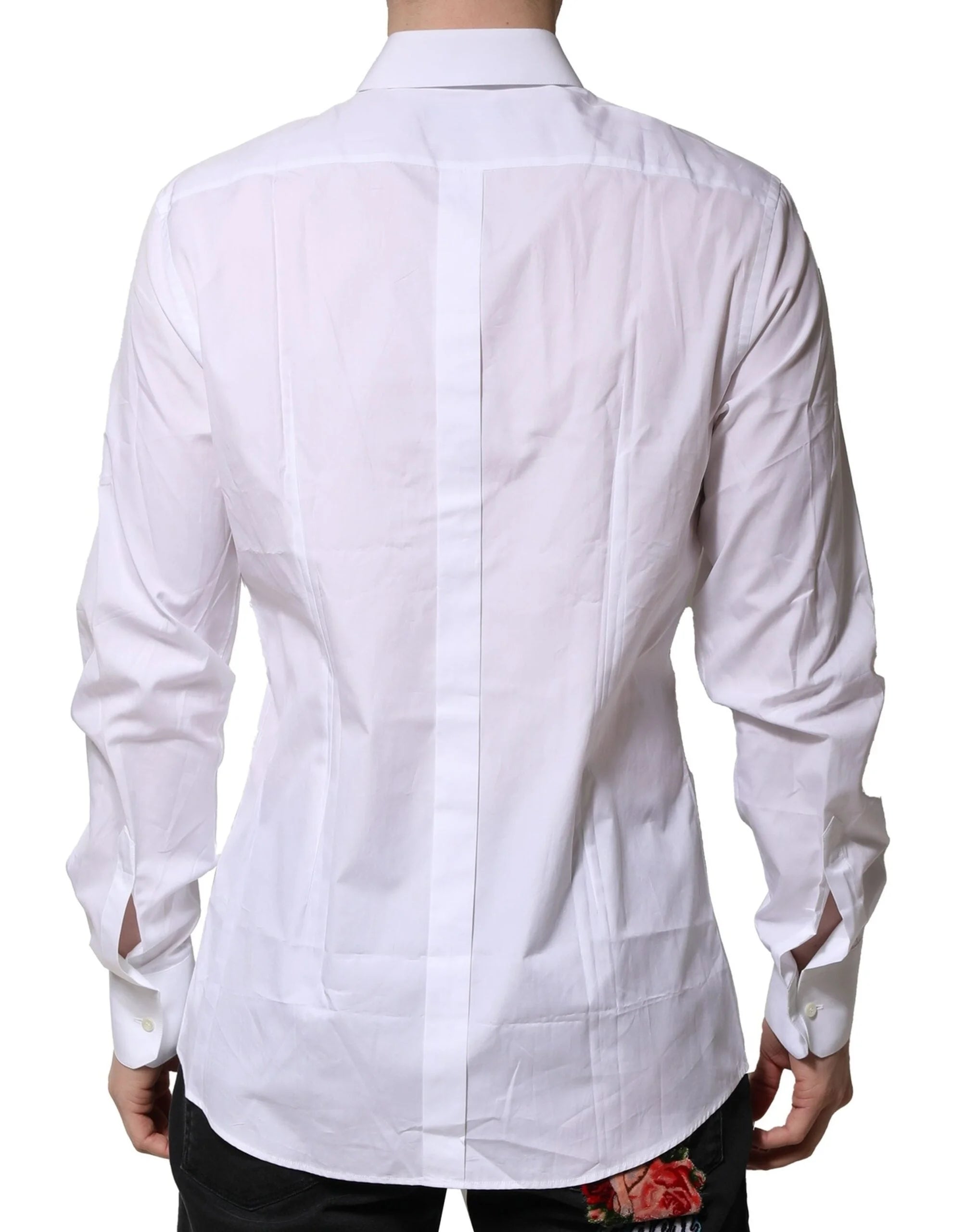 Dolce & Gabbana White Cotton GOLD Long Sleeves Formal Shirt - IT39 | S - Shirts
