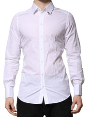 Dolce & Gabbana White Cotton GOLD Long Sleeves Formal Shirt - IT39 | S