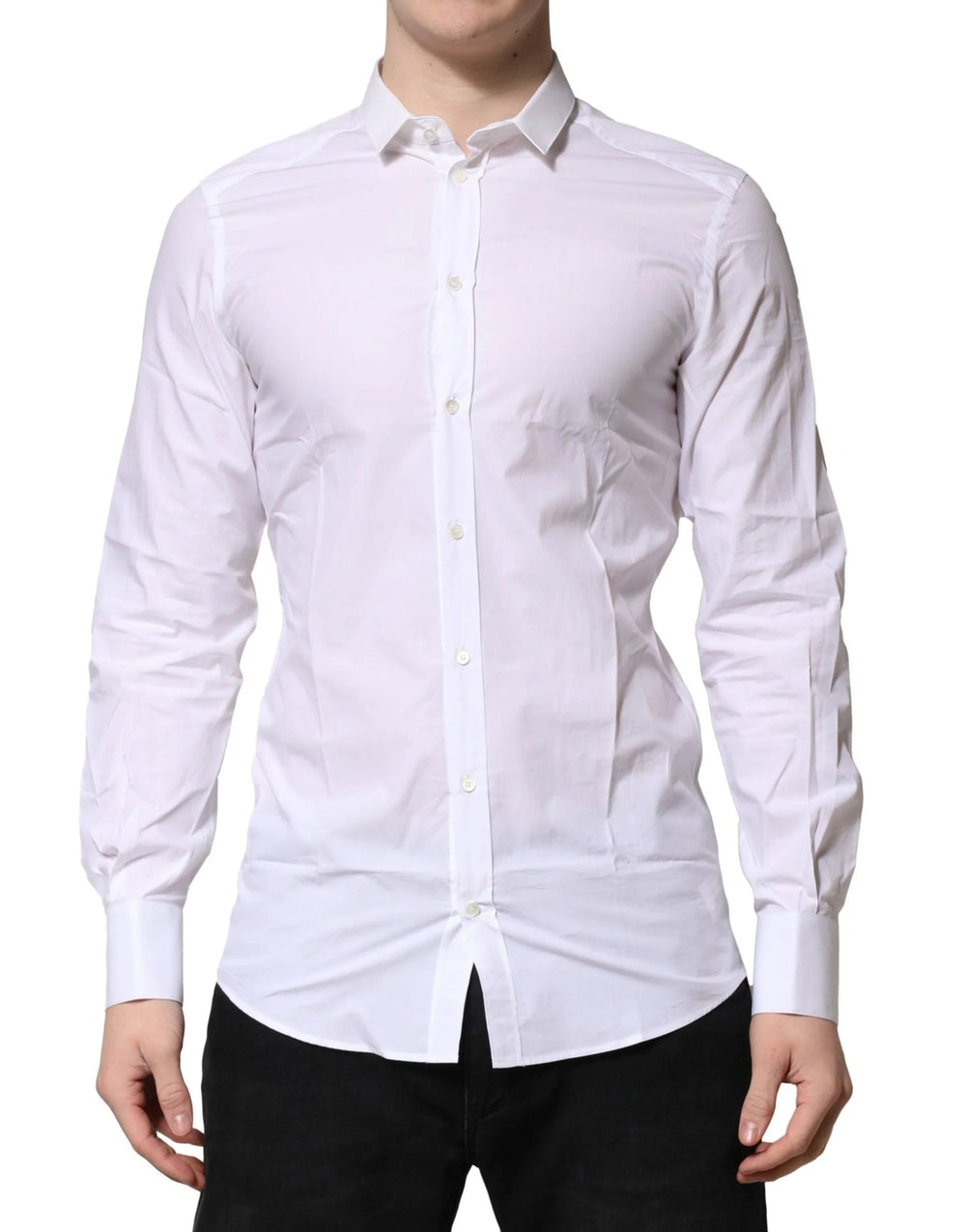 Dolce & Gabbana White Cotton GOLD Long Sleeves Formal Shirt - IT39 | S - Shirts