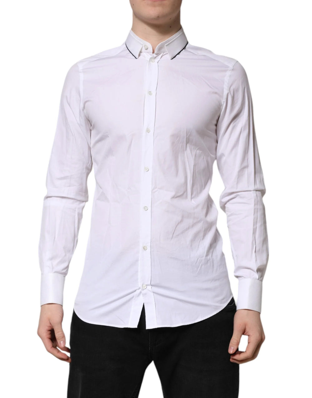 Dolce & Gabbana White Cotton GOLD Long Sleeves Formal Shirt - IT39 | S - Shirts