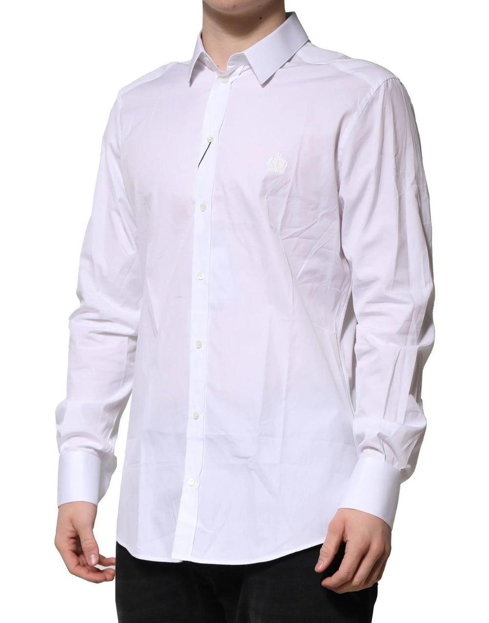 Dolce & Gabbana White Cotton GOLD Long Sleeves Formal Shirt - IT39 | S - Shirts