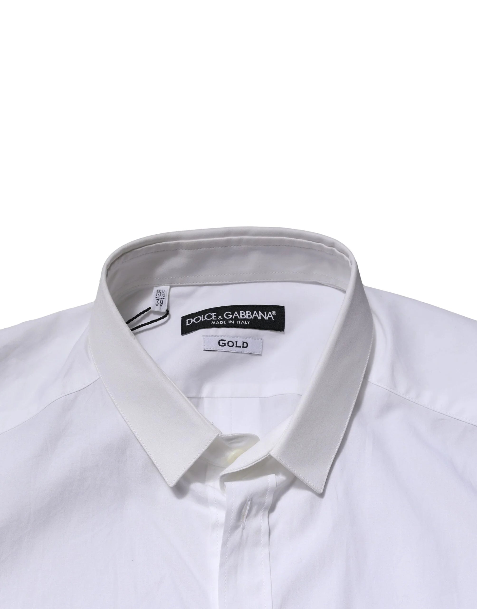 Dolce & Gabbana White Cotton GOLD Long Sleeves Formal Shirt - IT39 | S - Shirts