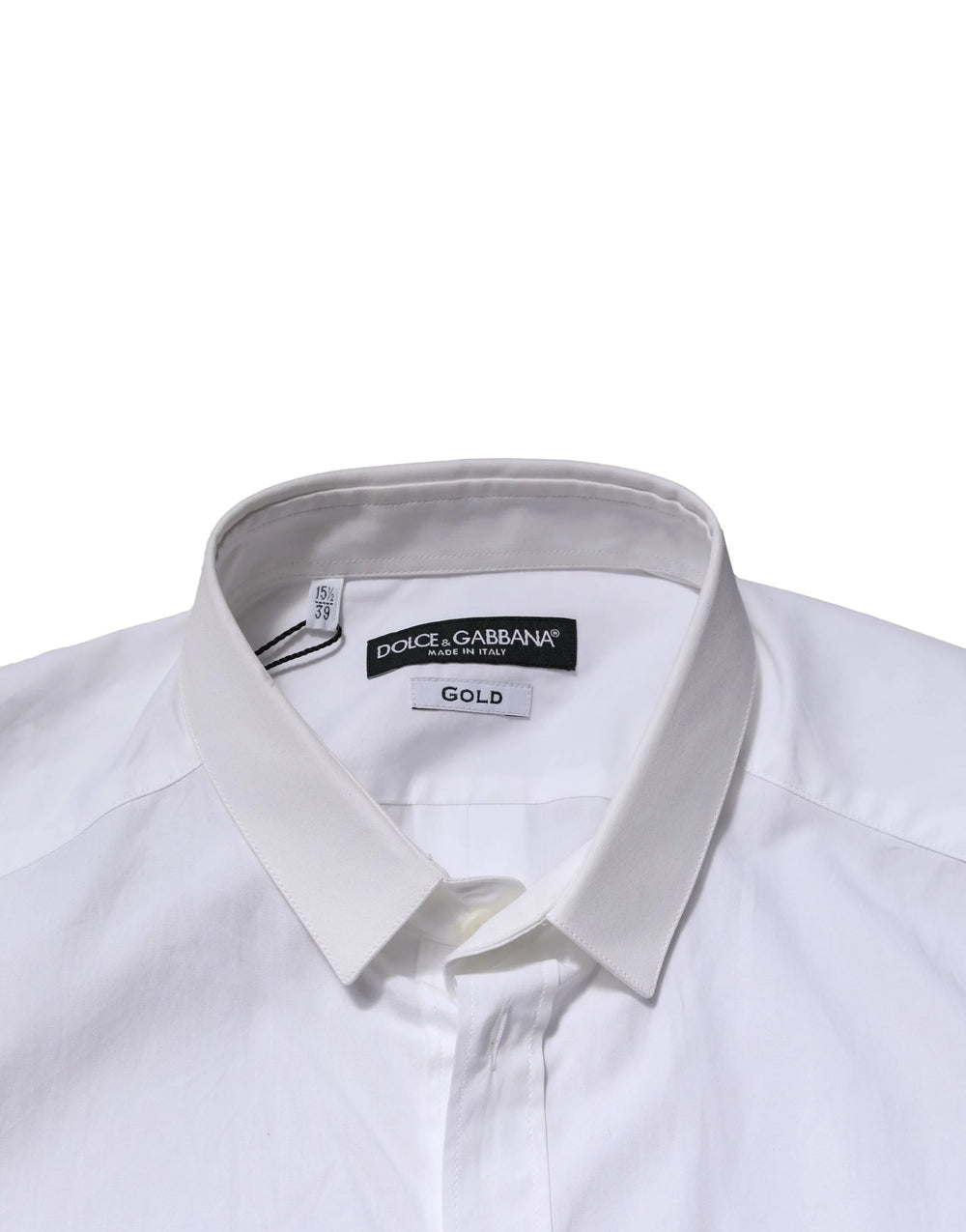 Dolce & Gabbana White Cotton GOLD Long Sleeves Formal Shirt - IT39 | S - Shirts