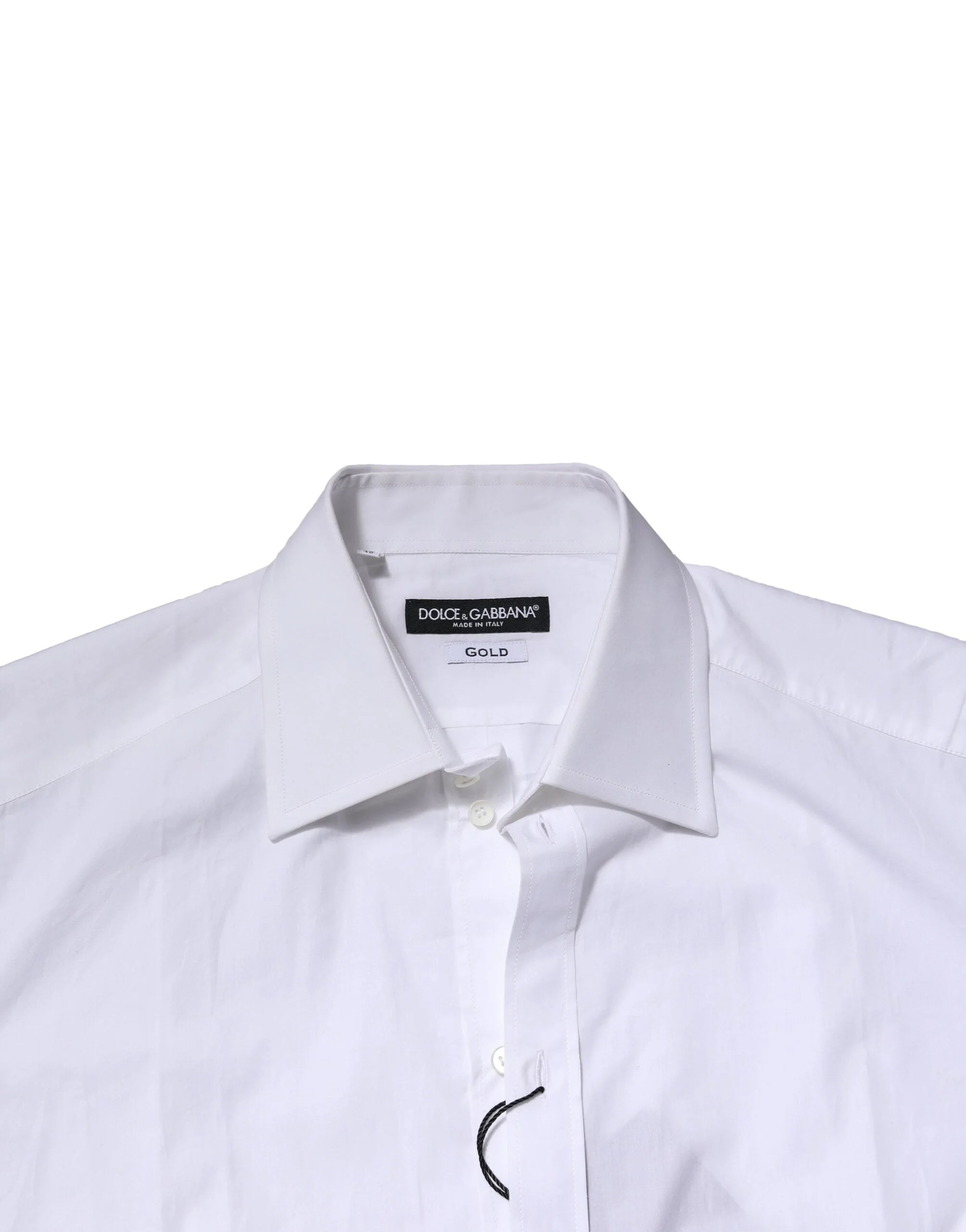 Dolce & Gabbana White Cotton GOLD Long Sleeves Formal Shirt - IT40 | M