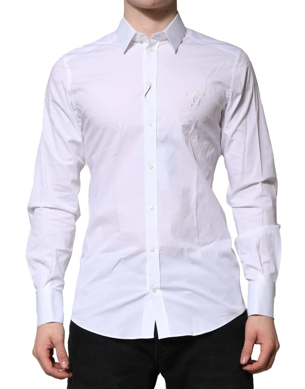 Dolce & Gabbana White Cotton GOLD Long Sleeves Formal Shirt - IT40 | M - Shirts