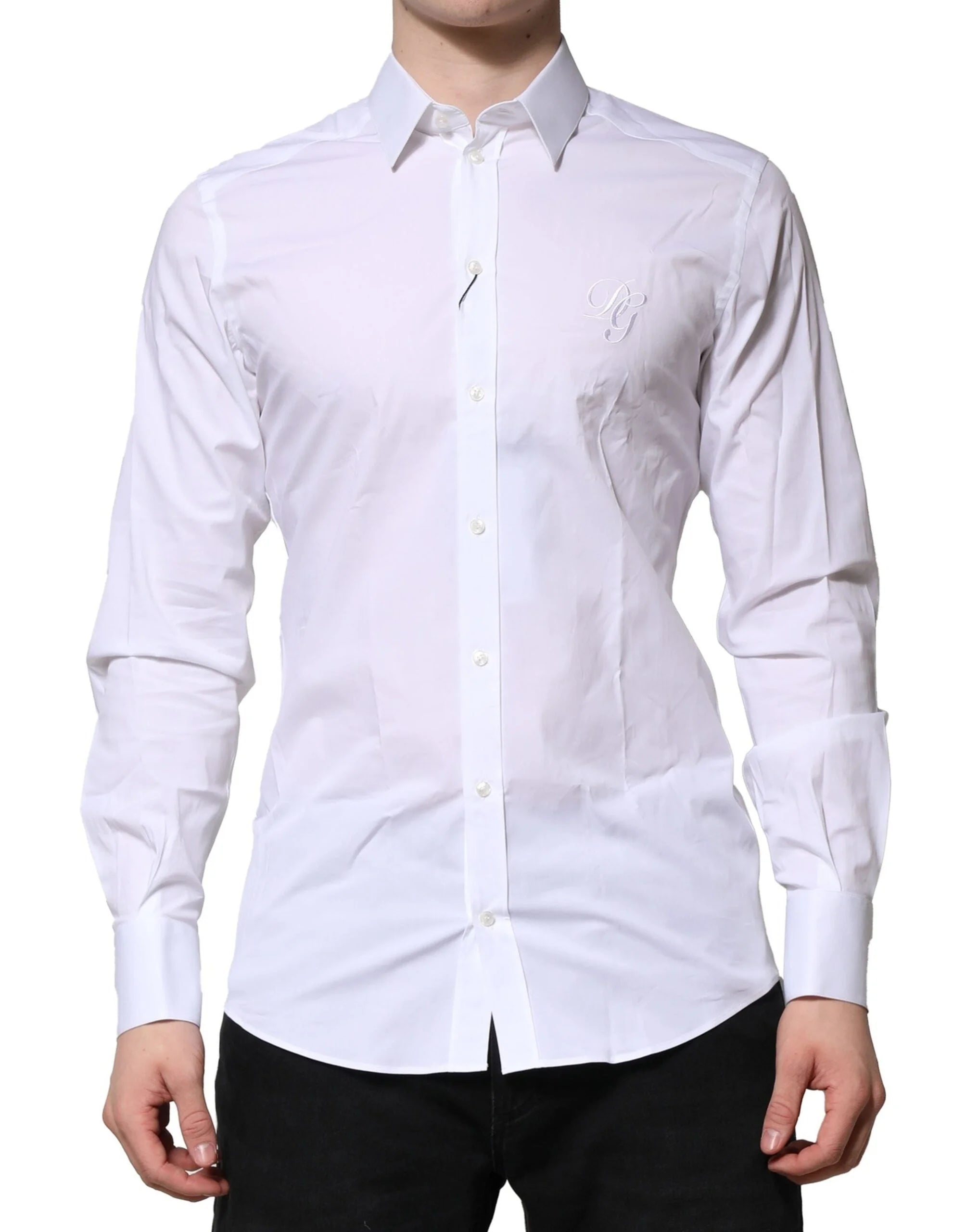 Dolce & Gabbana White Cotton GOLD Long Sleeves Formal Shirt - IT40 | M - Shirts