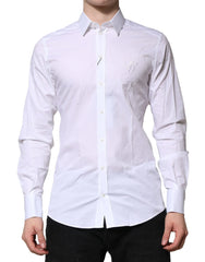 Dolce & Gabbana White Cotton GOLD Long Sleeves Formal Shirt - IT40 | M - Shirts